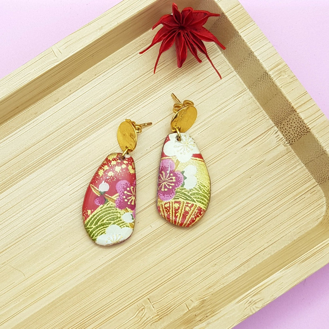 Boucles d'oreilles ovales Uchiwa